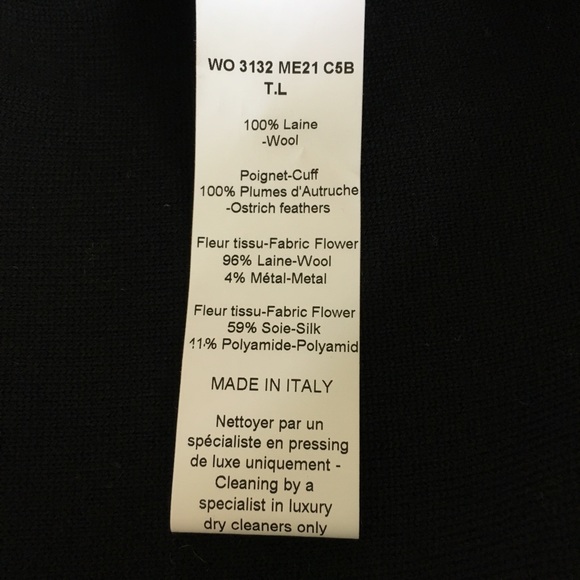 Lanvin Ostrich Feather Cuffs Wool Knit Coat Black - Picture 7 of 8